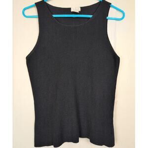 Belford black silk tight knit tank Size Medium Quiet Luxury Minimal Luxe Preppy